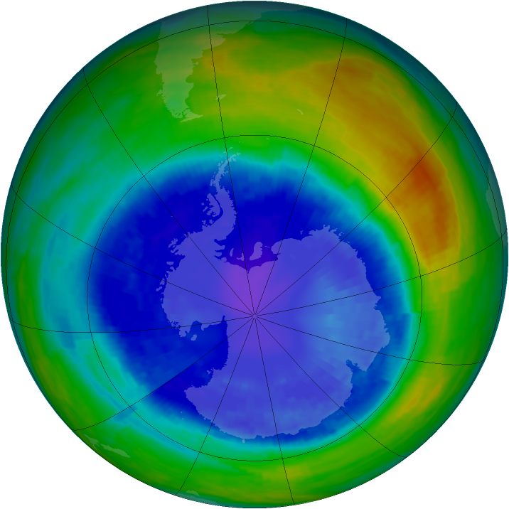 Antarctic ozone map for 07 September 1993